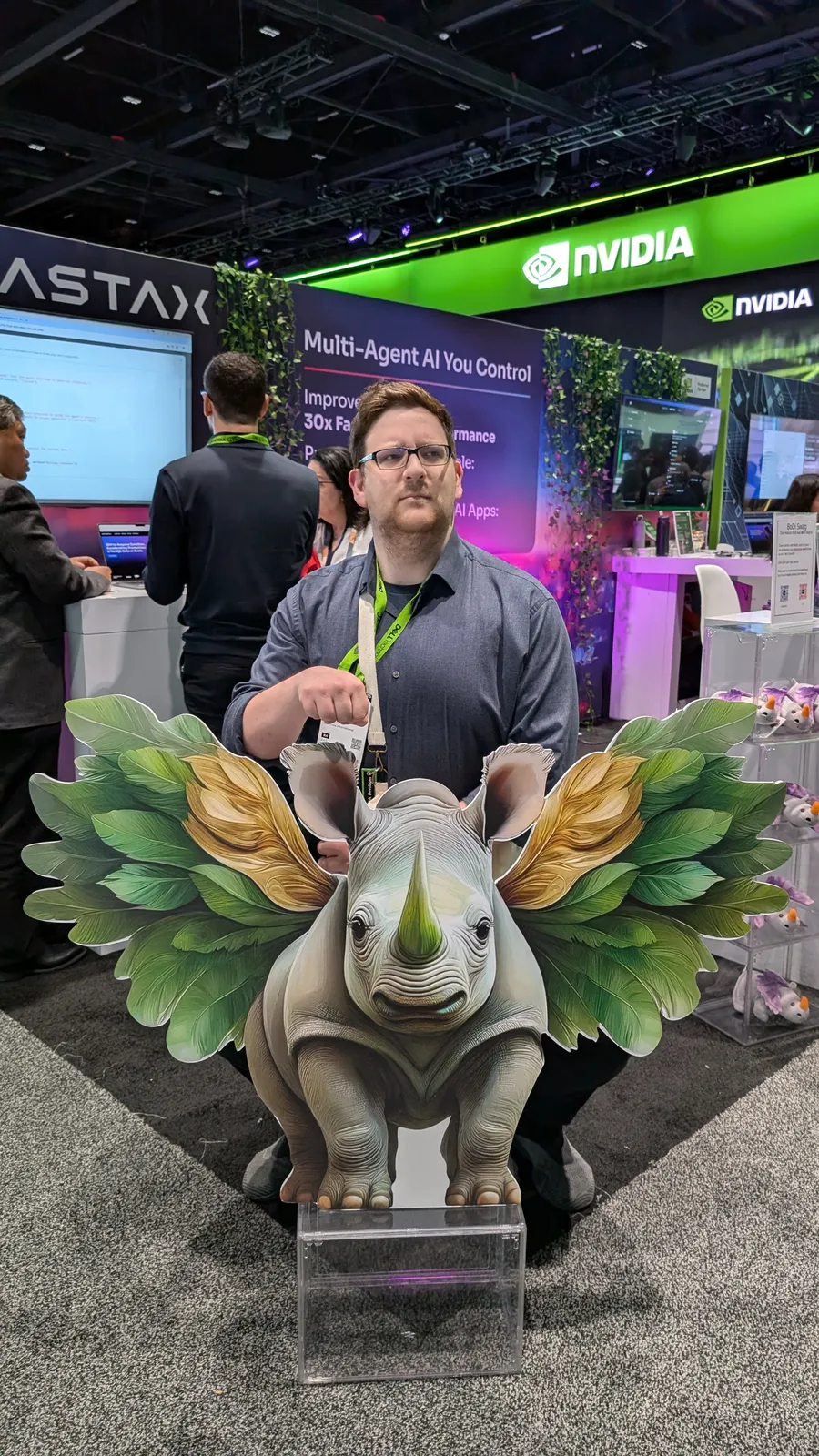 Mark at an NVIDIA partner booth at GTC